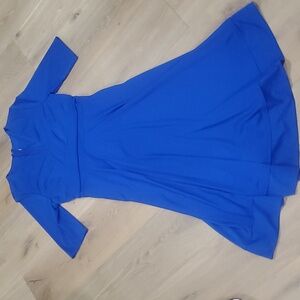 Women's XXL Blue Sleeved Dress Holiday Party Christmas Jewel Tones Plus Size